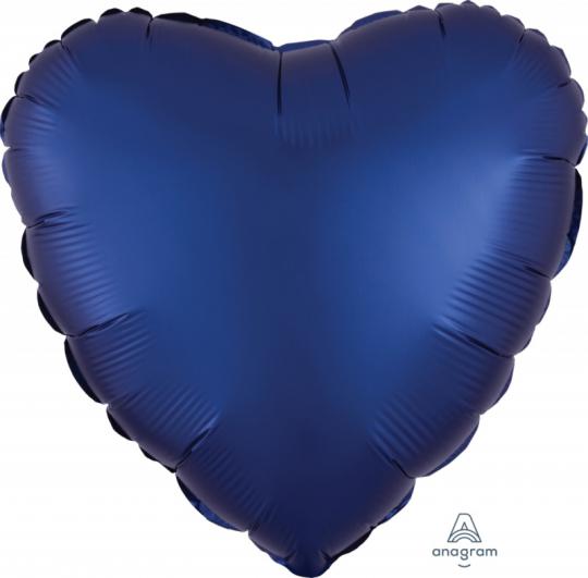 Сердце синий сатин